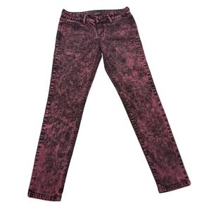 Lovesick Acid Wash Skinny Jeans Maroon Black Skull Rivet Y2K Grunge Jr Women 9